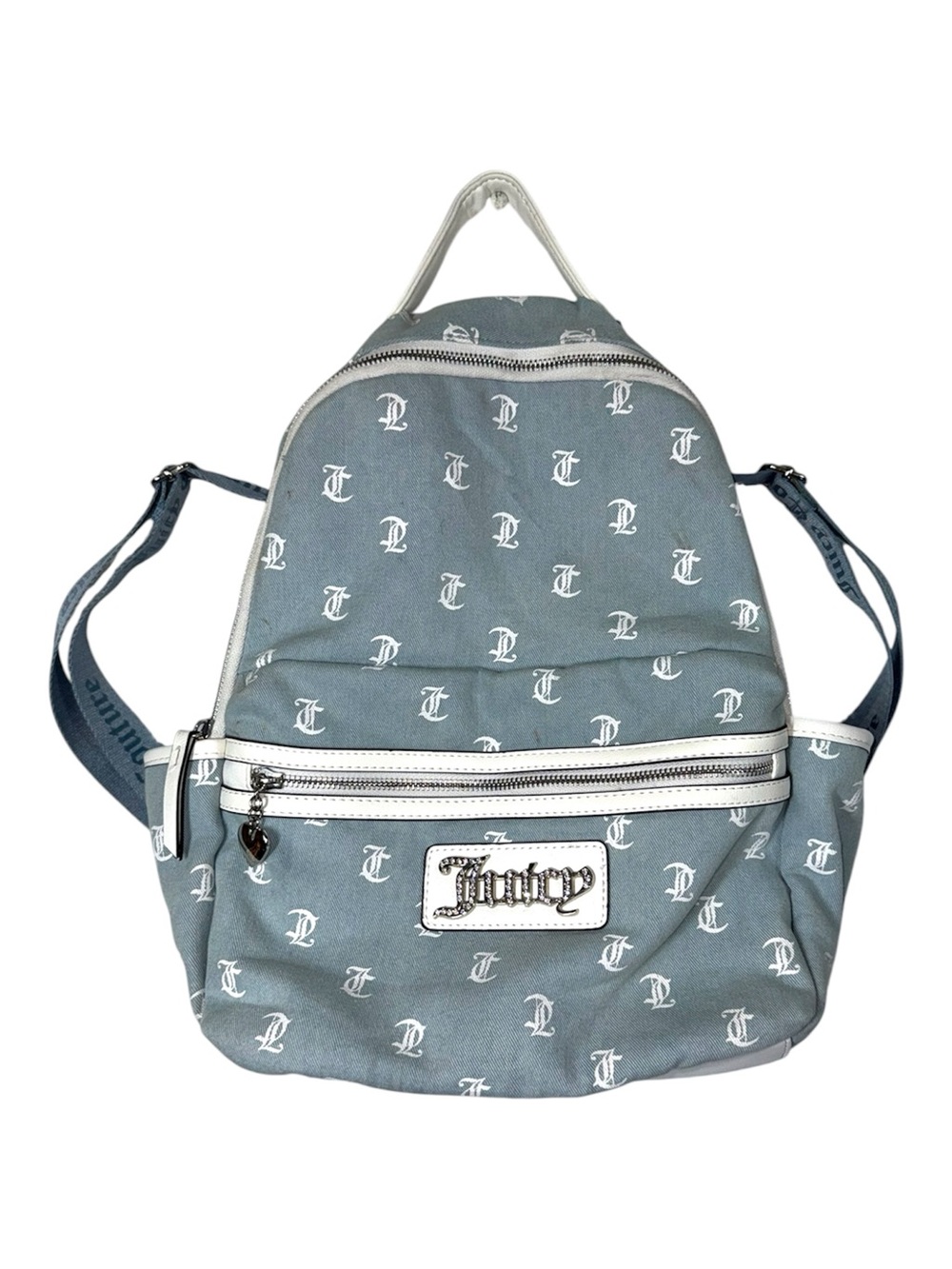 Juicy Couture Queen of Everything Denim Monogram Backpack Bookbag School Academy